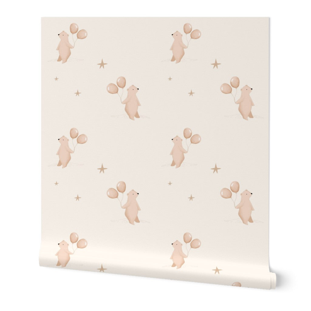 Charming Bear Wallpaper - Beige