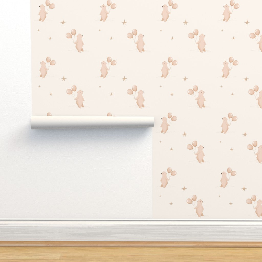 Charming Bear Wallpaper - Beige