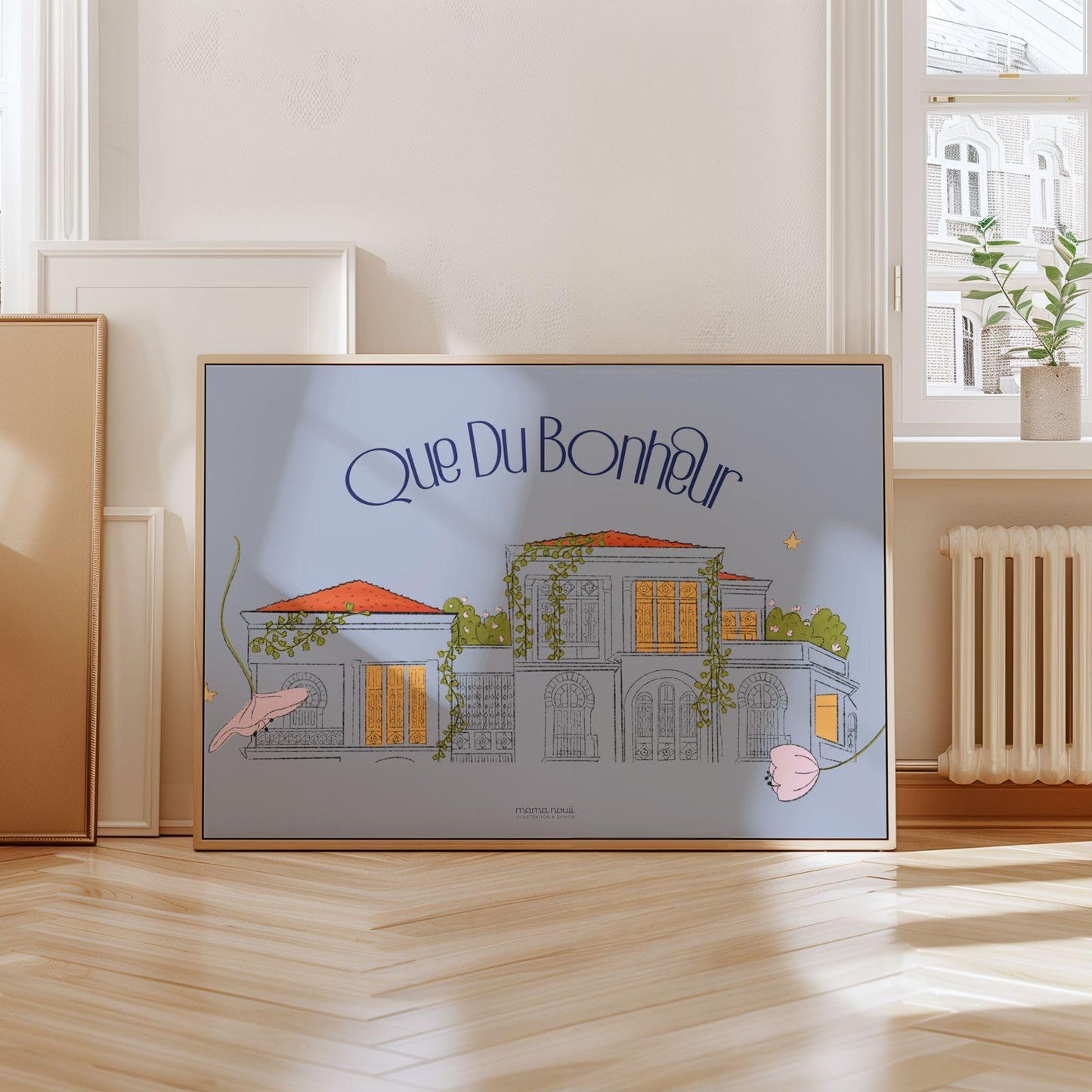 Que Du Bonheur Grey Print