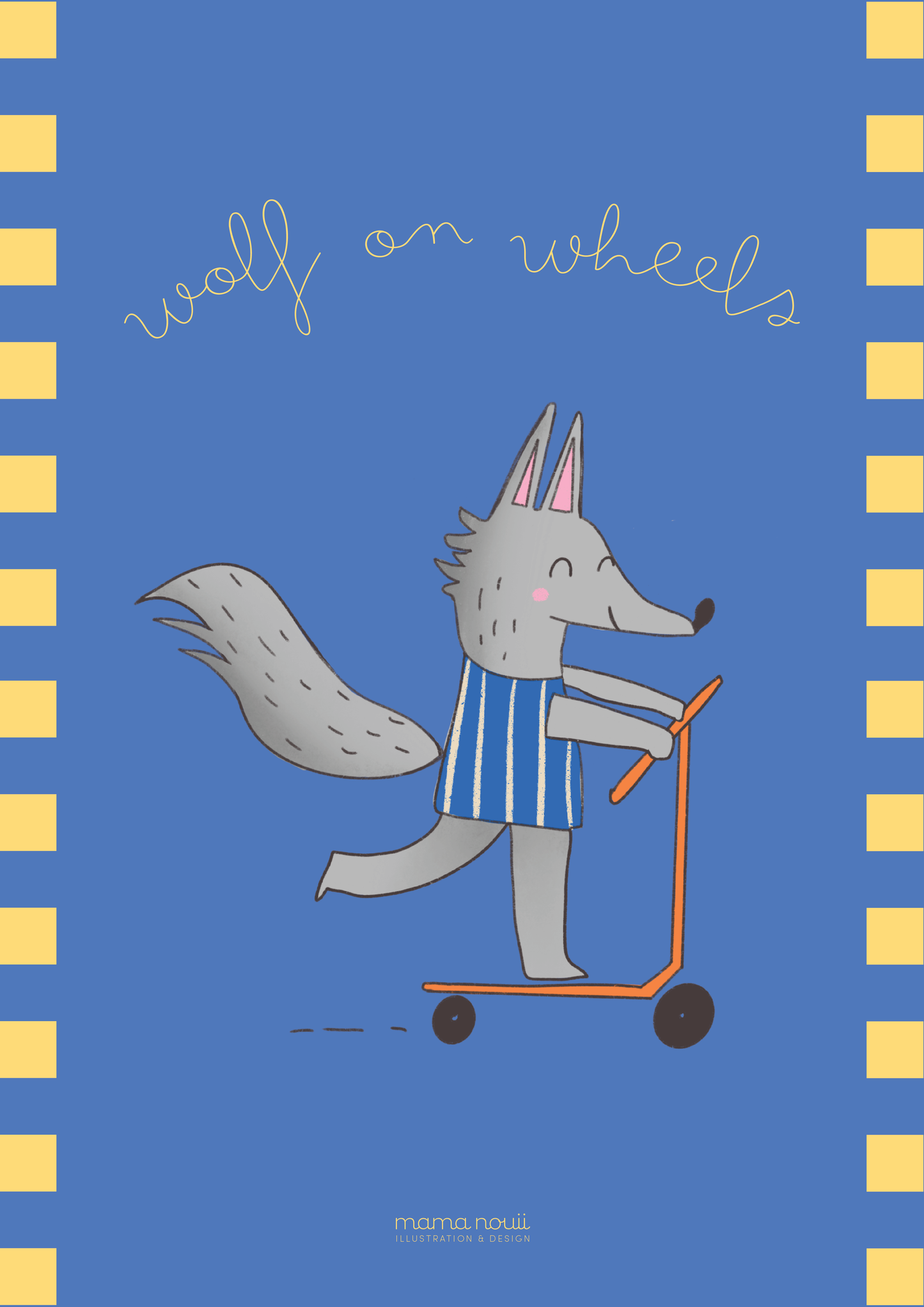 Wolf on Wheels Blue