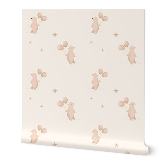 Charming Bear Wallpaper - Beige