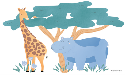 Giraffe & Hippo Wall Sticker