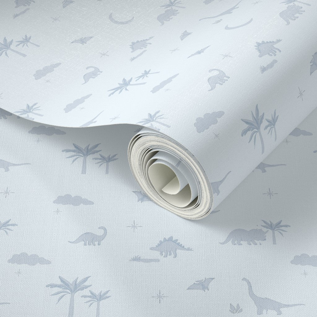 Dino Dreams Wallpaper in Soft Blue