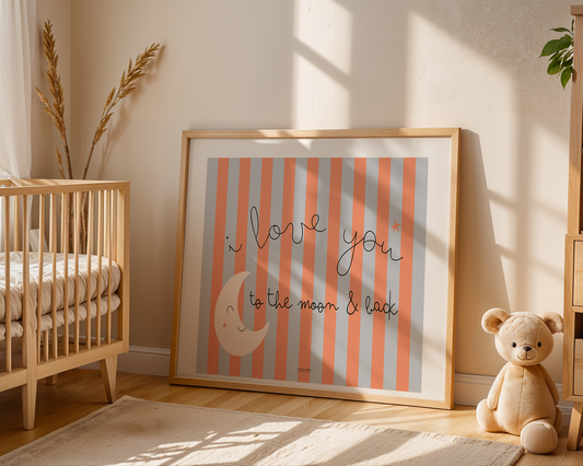 I love you to the moon & back - Orange blue