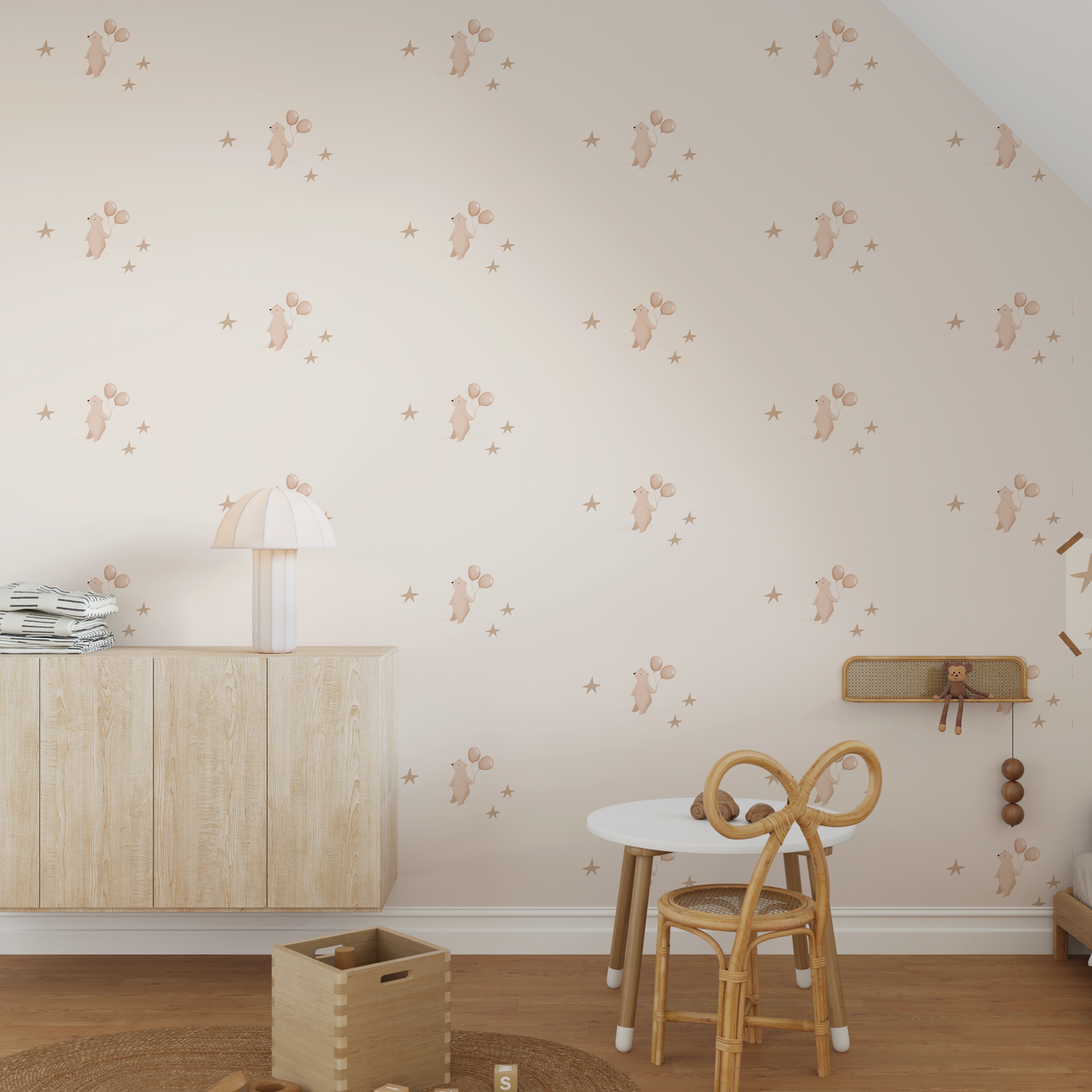 Charming Bear Wallpaper - Beige