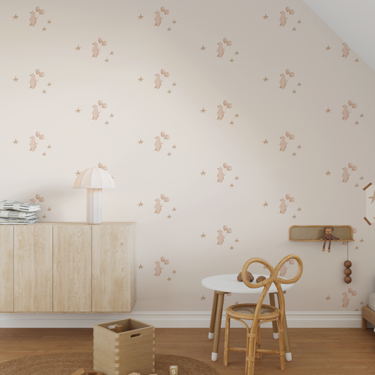 Charming Bear Wallpaper - Beige