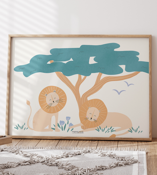 Twin Lions Print