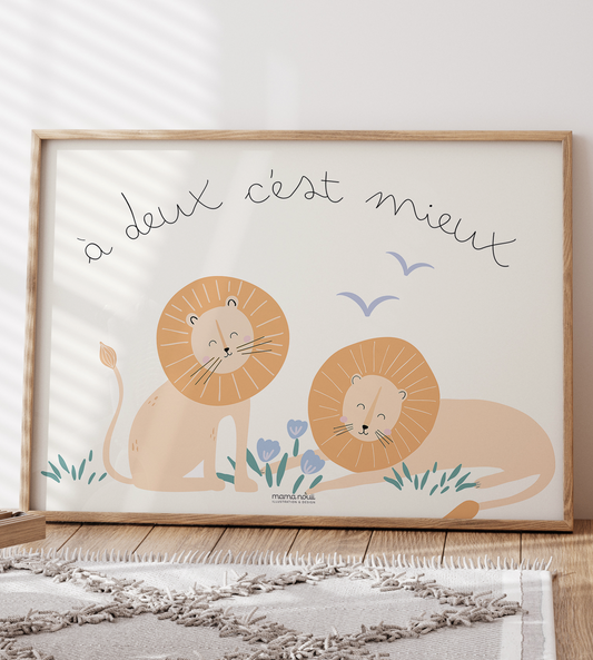 Twin Lions Print
