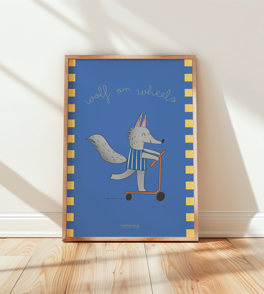 Wolf on Wheels Blue