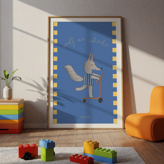 Wolf on Wheels Blue